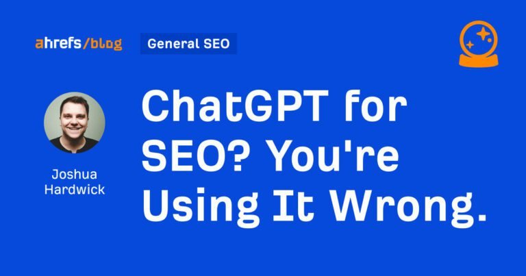 Chatgpt For Seo? You're Using It Wrong.